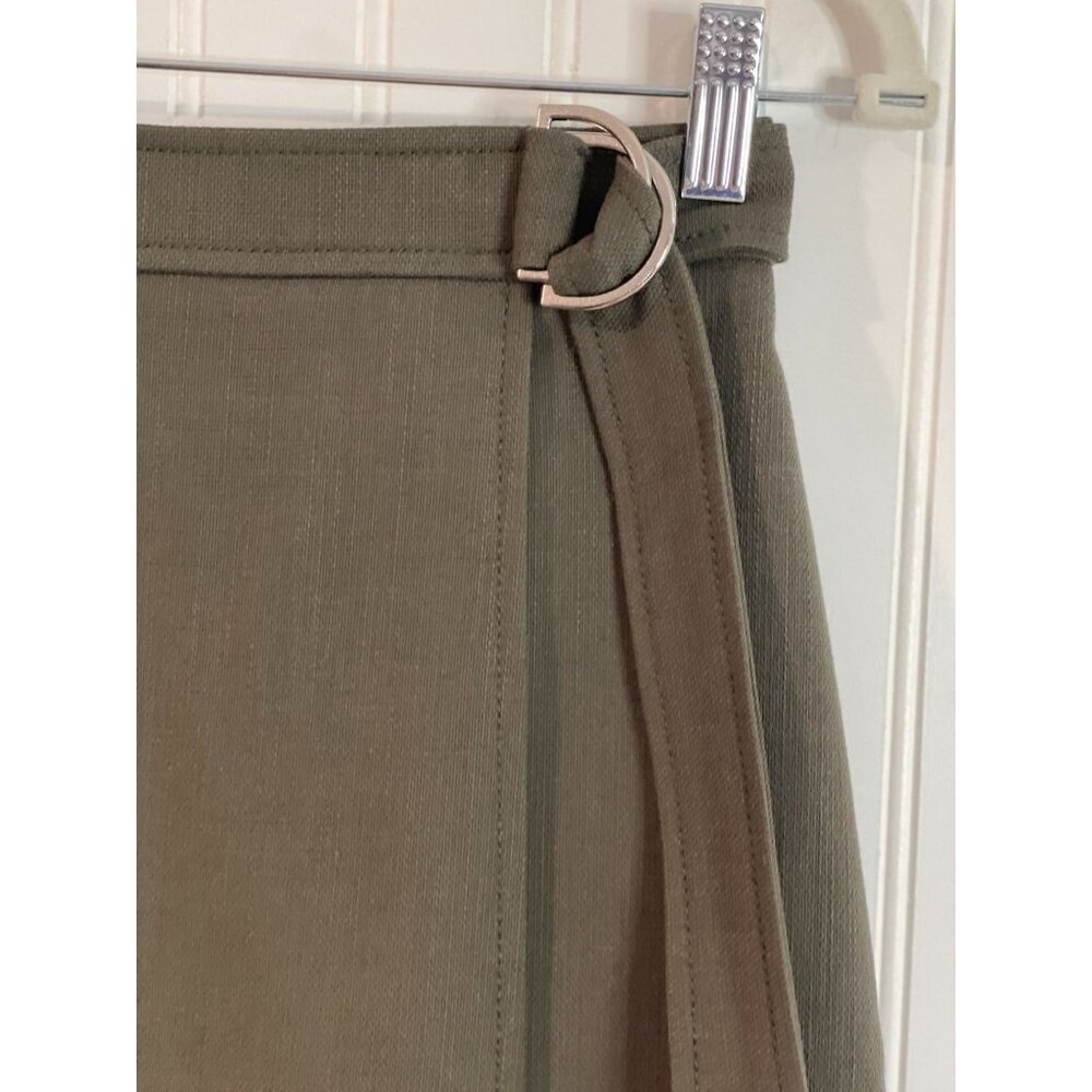 Ann Taylor Petite Olive Green A-Line Skirt With D-Ring Belt - Picture 3 of 14